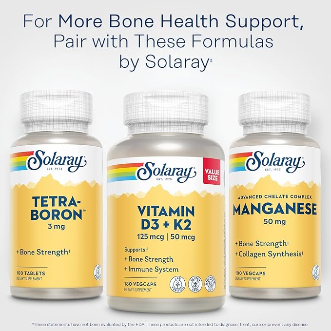 SOLARAY Vitamin D3 K2 - Bone Health and Immune Support Supplement - With 5000 IU Vitamin D as Vit D3 and 50 mcg Vitamin K2 as Menoquinone MK7, Made Without Soy, 60-Day Guarantee, 180 Serv, 180 VegCaps