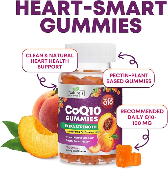CoQ10 Gummies for Adults - Coenzyme Q10 100mg Per Serving - 3X Strength, High Absorption Antioxidant Supplement for Heart Health Support & Energy Production - Co Q10 (Coq 10) Supplements - 60 Gummies