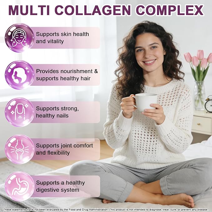 Liquid Collagen Peptides - Types I, II, III, V, X, Multi Collagen Complex | Hydrolyzed Collagen Drops for Women Men, Hair, Skin, Nails Support, Collagen Supplement w. Hyaluronic Acid, Biotin, Vitamin C