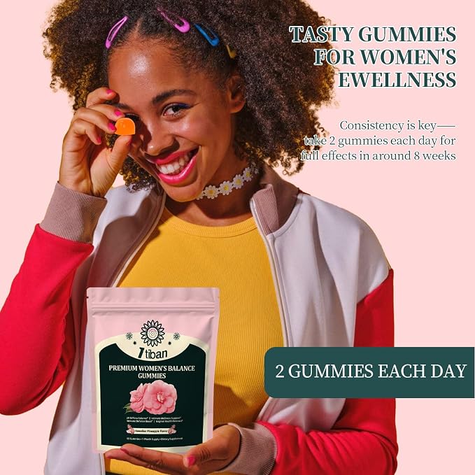 Pineapple Gummies for Women pH Balance, Feminine Probiotics for Vaginigal Health, Nutrition Feminine Gummies, Immune Support, Vegan, Gluten-Free, Hawaiian Pineapple 60 Gummies 30 Servings