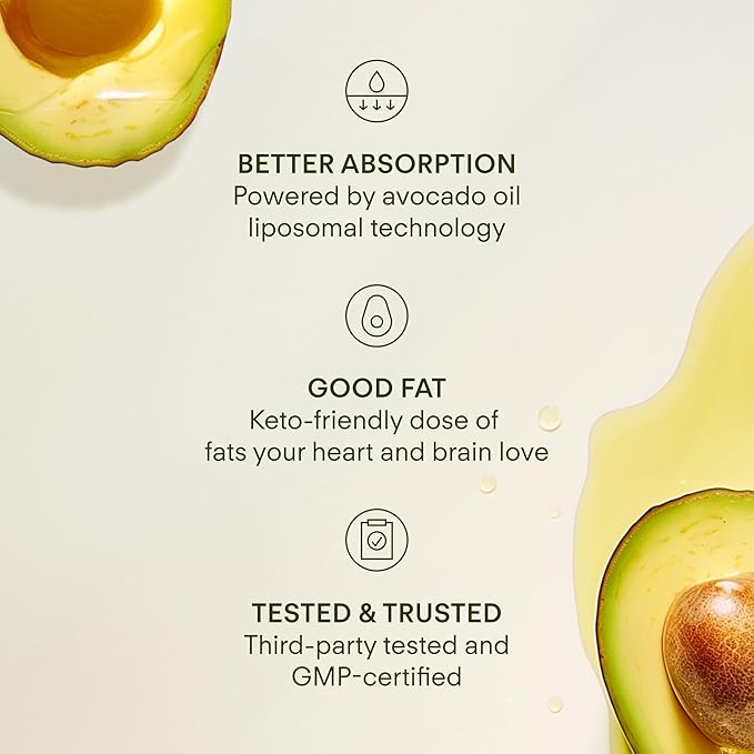 Liposomal Glutathione Supplement NAD+ Longevity Mix w/Liquid NAD+, CoQ10, B12, MCT & Avocado Oil – Cellular Health, Energy, Brain, Gut & Heart Support* – Strawberry Lime – 30 Pouches