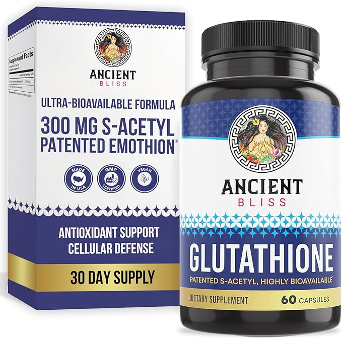 Ancient Bliss S-Acetyl Glutathione Supplement – Plant-Based Antioxidant Formula for Daily Wellness – 60 Vegan Capsules