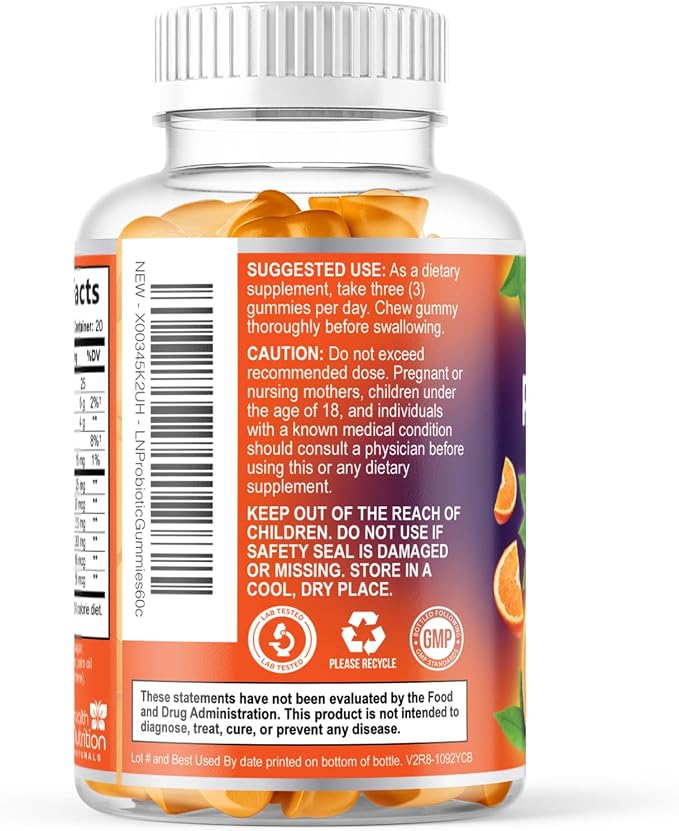 Probiotic Gummies - Advanced Multi-Strain Probiotic Formula - Gut & Digestive Health Support Gummy - Bacillus Coagulans 5 Billion CFU Per Serving, Daily Acidophilus Probiotics Supplement - 60 Gummies