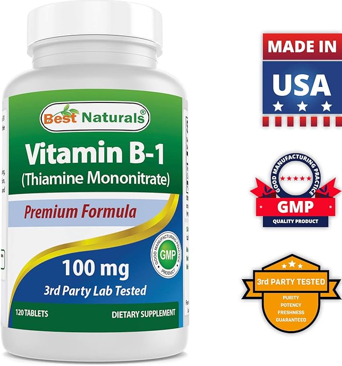 Best Naturals DMAE Supplement 250 mg & Vitamin B1 as Thiamine Mononitrate 100 mg