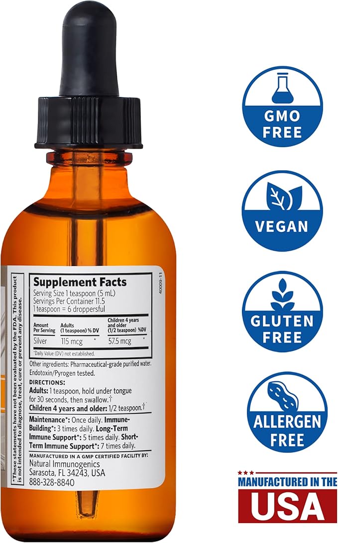 Argentyn 23 Professional Immune Support - Colloidal Silver, Bio-Active Silver Hydrosol, 23 ppm, Liquid Dropper, 2 Fl Oz (59 mL)