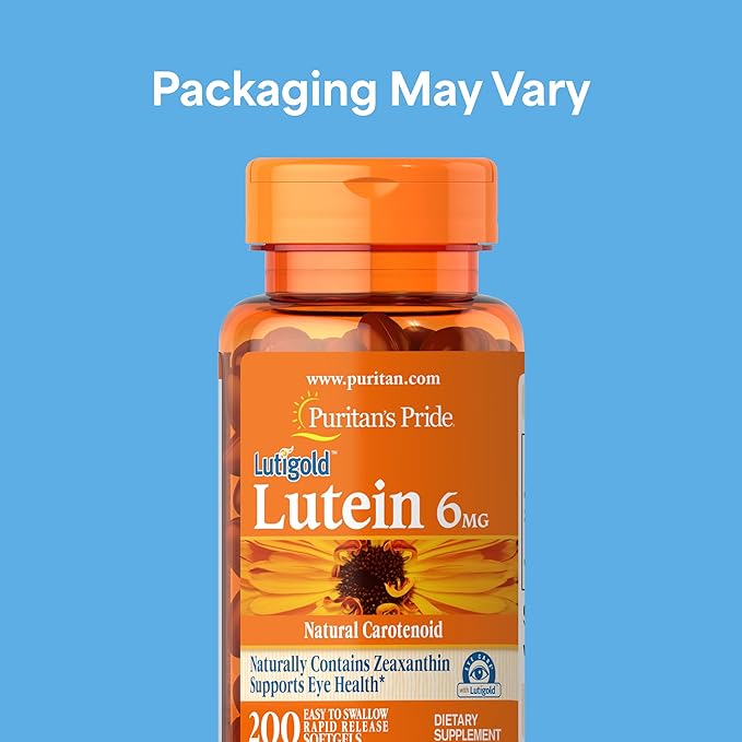 Puritan's Pride Premium Lutigold™ Lutein Carotenoid 6mg with Zeaxanthin for Men and Women, Dietary Supplement for Eye Health Support, 200 Rapid Release Softgels