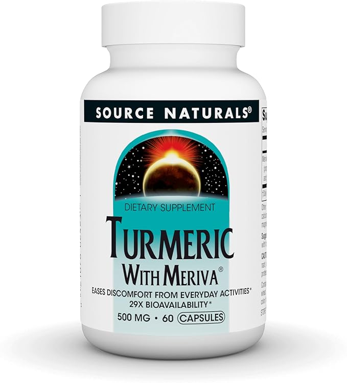 Source Naturals Turmeric with Meriva, Eases Discomfort from Everyday Activities, 29X Bioavailibility* - 500 mg - 60 Capsules