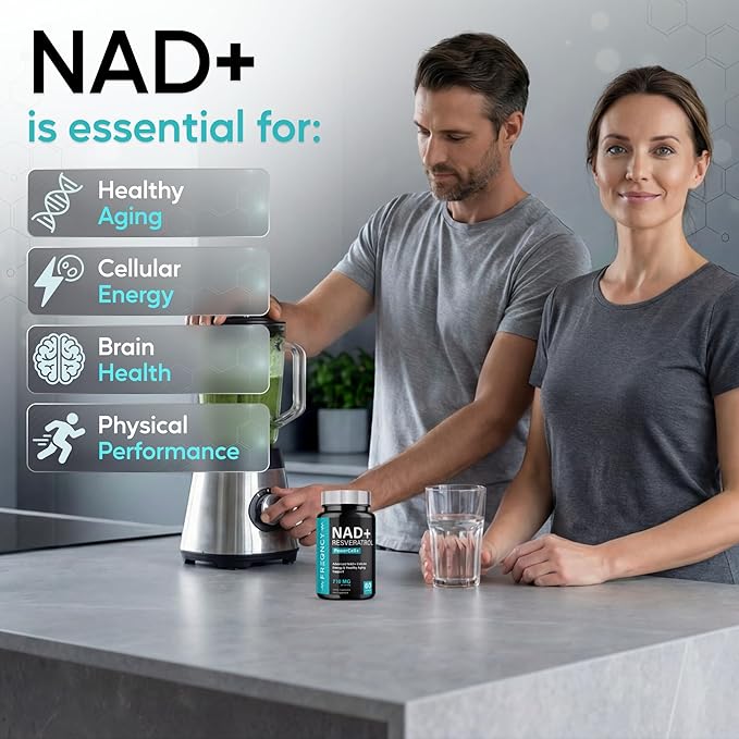 FREQNCY NAD+ Resveratrol Supplement – 500mg Nicotinamide Riboside (NR) - Anti-Aging & Cellular Energy - NAD & NMN Alternative – 60 Capsules - Vegan | Gluten Free