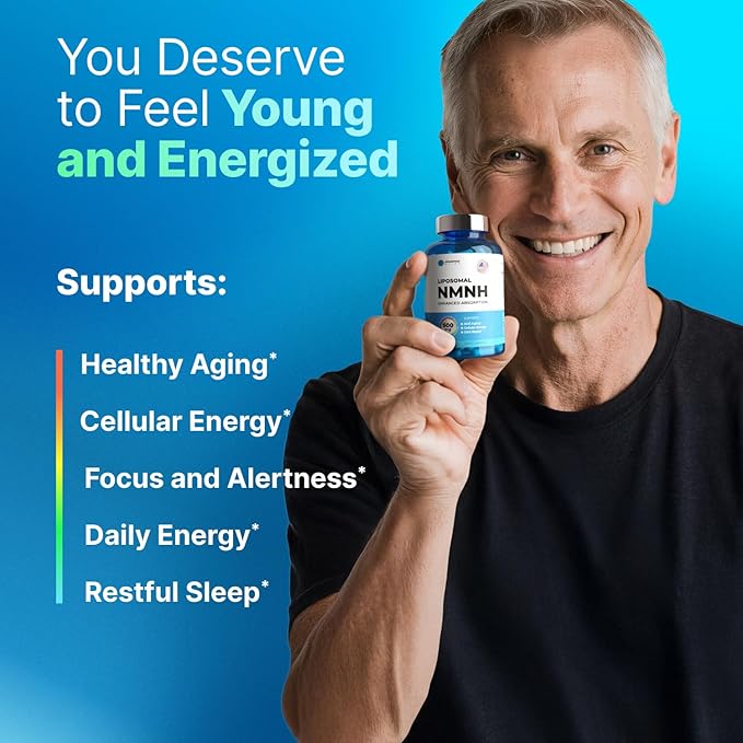 Liposomal NMNH (Dihydronicotinamide Mononucleotide) 500mg - NR Supplement Alternative - Anti Aging NAD Supplement to Boost NAD Plus Levels, Energy, Focus - High Purity 60 capsules (4 packs)