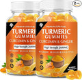 Turmeric Curcumin Gummies (2 Pack) - Turmeric Curcumin Supplements with Ginger & Black Pepper Gummies for Immune Muscle Support Healthy Skin - Vegan, Gluten Free, Low Sugar - for Adults
