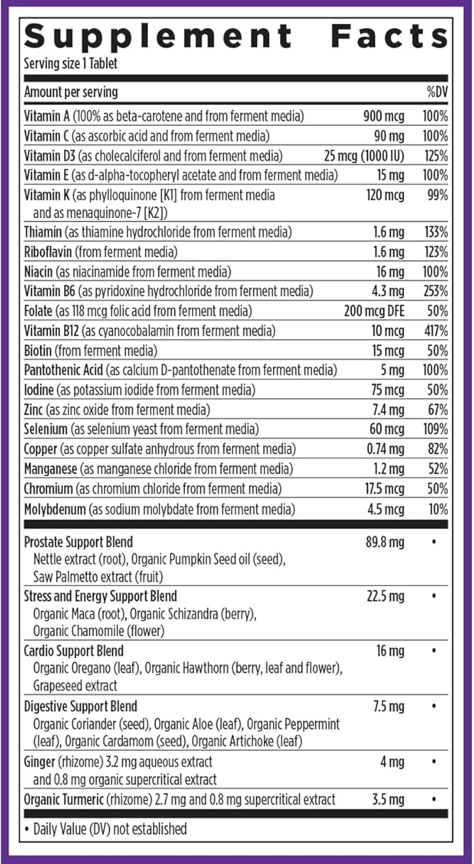 New Chapter Men’s Multivitamin 40+, Extra B6 & B12, D3, Vitamin C & Zinc, Immune, Heart, Cellular Energy, and Brain Health, Gentle on The Stomach, One Daily, Non-GMO, Gluten-Free, 48 Tablets