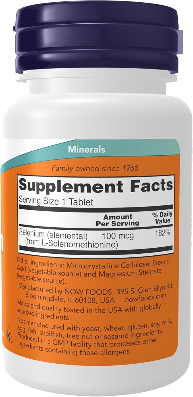 NOW Supplements, Selenium (L-Selenomethionine) 100 mcg, Essential Mineral*, 100 Tablets