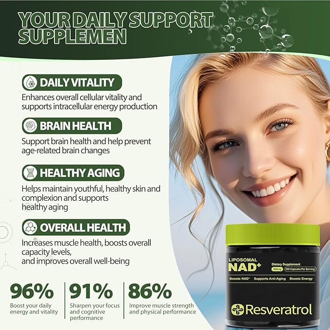 NAD+ Supplement, NAD Nicotinamide Riboside Resveratrol, Liposomal NAD - NMNH Supplement Alternative for Anti-Aging, Mental Clarity & Cellular Energy – 3PCS