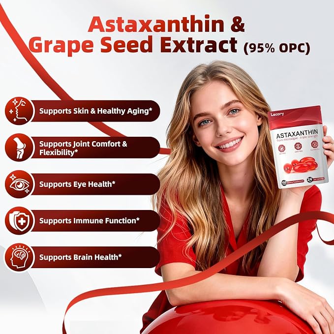 Astaxanthin 24mg, 180 Softgels | 6 Month Supply of Premium Antioxidant | Triple Strength for Eye, Immune, Skin & Circulation Support | Easy to Swallow, Non-GMO, Soy Free