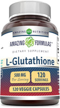 Amazing Formulas L-Glutathione 500 Mg Supplement | Vegetarian Capsules | Non-GMO | Gluten-Free | Made in USA (1 Pack | 120 Count)