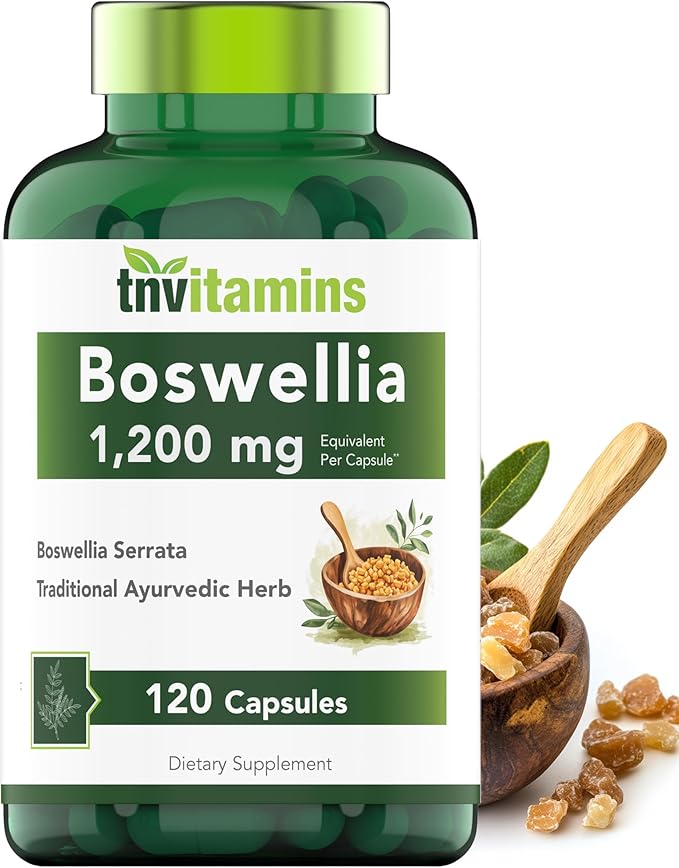 tnvitamins Boswellia Extract Capsules, 120 Count | 1,200 mg Per Capsule | 65% Boswellic Acids + 10:1 Concentrated Extract | Boswellia Serrata | Joint & Mobility Support*