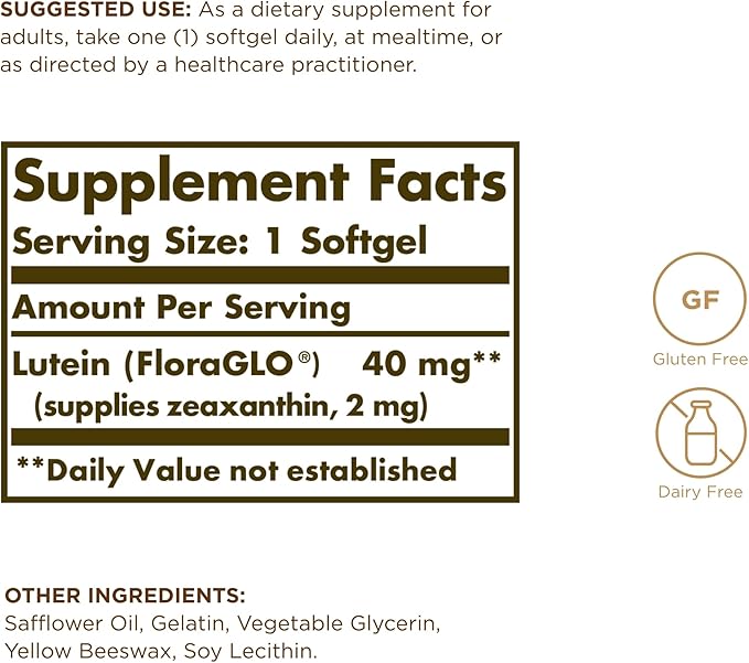 Solgar Lutein 40 mg, 30 Softgels (Pack of 3) - Supports Eye Health - Helps Filter Out Blue Light - Contains FloraGLO Lutein - Gluten Free, Dairy Free - 90 Total Servings