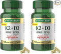 Nature's Bounty Supplement, 4000 IU Vitamin D3 Plus 100 mcg of Vitamin K Supplements for Adults for Heart & Bone Health Support, 60 Day Supply, 60 Vegetarian Capsules (Pack of 2)