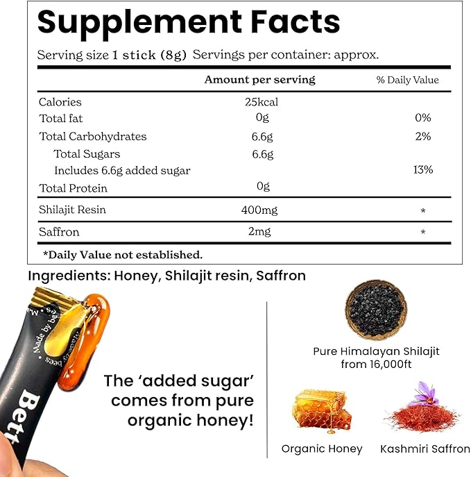Better Alt Pure Himalayan Shilajit Sticks with Organic Honey, Saffron | Easy to Consume Shilajit| 30 Sticks for Energy Boost & Immune Support, 85+ Trace Minerals, 75%+ Fulvic Acid