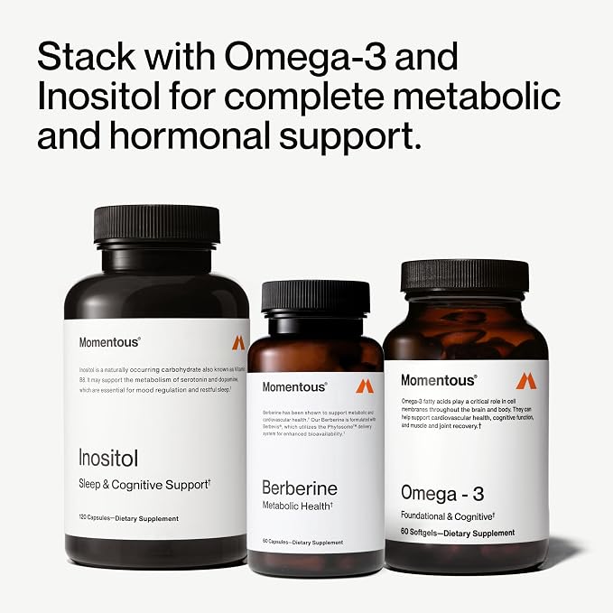 Momentous Berberine - Natural Bioavailable Supplement Formulated from Plant Alkaloid to Help Support Metabolic & Cardiovascular Health - Vegan - Gluten Free - NSF Certified for Sport - 60 Servings