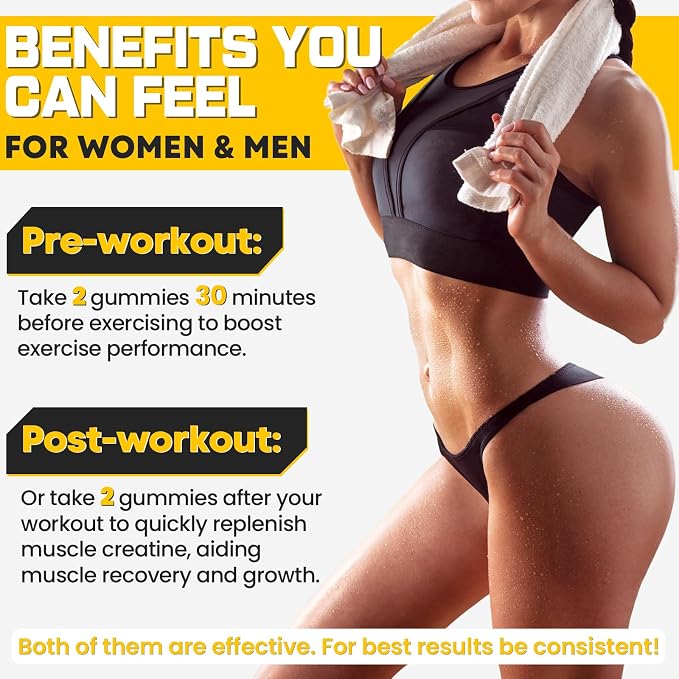 (180 Count) Creatine Monohydrate Gummies for Men & Women - Creatine Pre Workout Gummies for Muscle Builder, Muscle Strength, Recovery, Endurance, Energy, Creatine for Women & Men, Vegan, Mixed Berry