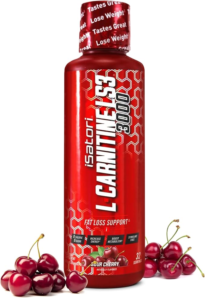 iSatori L-Carnitine LS3 3000, Liquid L-Carnitine with Acetyl L-Carnitine, L-Carnitine L-Tartrate, Stimulant Free Pre Workout, Low Calorie, No Sugar, Gluten, Keto-Friendly, Sour Cherry (32 Servings)