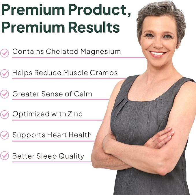 Organics Ocean Pure Magnesium Glycinate with Zinc - Maximum Strength Chelated Magnesium Supplement for Women and Men for Muscle Cramps and Sleep Support - 2 Bottles