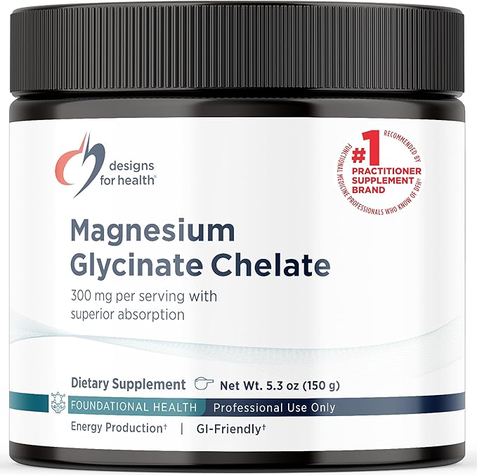Designs for Health Magnesium Glycinate Powder - 300mg Powdered Chelated Magnesium Bisglycinate Supplement - Non-GMO Great-Tasting Drink Mix Add-in, Orange Flavor (30 Servings / 150g)
