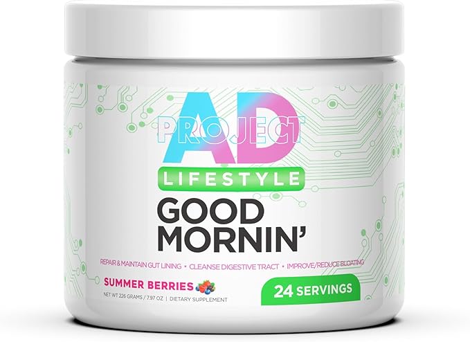 Project AD Life Good Morning Detox and Performance Drink, Naturally Flavored and Formulated with L-GLutamine, Apple Cider Vinegar, and Aloe Vera (24 Servings, Summer Fruits)