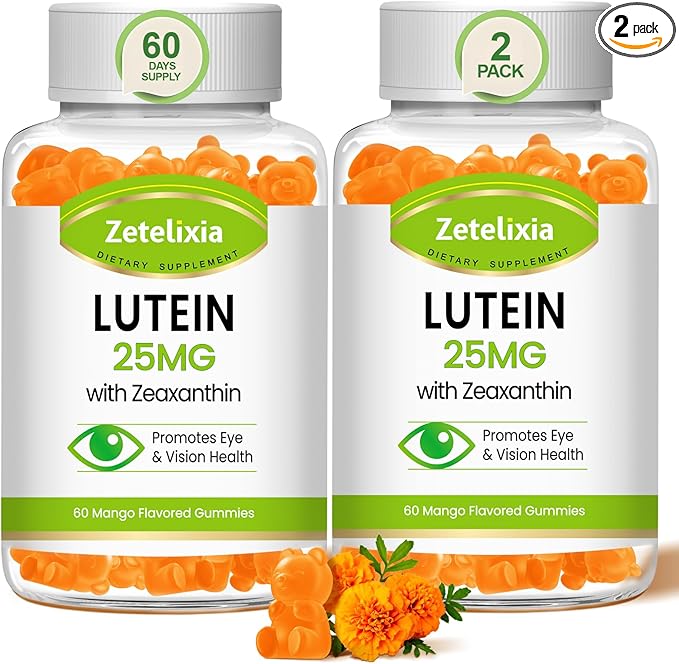 Lutein Gummies 25mg - Eye Vitamins Lutein & Zeaxanthin Eye Health Supplements for Adults,Sugar Free Eye Health Gummies Supplement - Support Vision,Macular,Blue Light Filtering (120 Count)