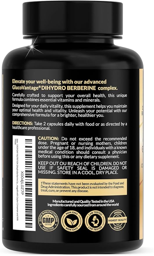 Dihydroberberine with Ceylon Cinnamon & Milk Thistle – 5X More Bioavailable Berberine for Blood Sugar, Metabolism, Digestive & Immune Support – 60 Vegan Capsules