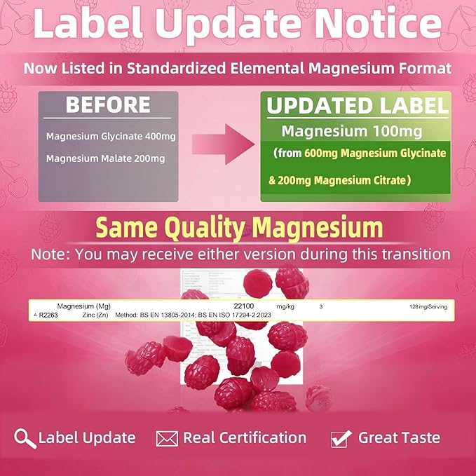 Magnesium Glycinate Gummies, Sugar Free Magnesium Supplement w/Ashwagandha, Zinc, Vegan Magnesium Glycinate Supplement for Adults - 120 Strawberry Gummies