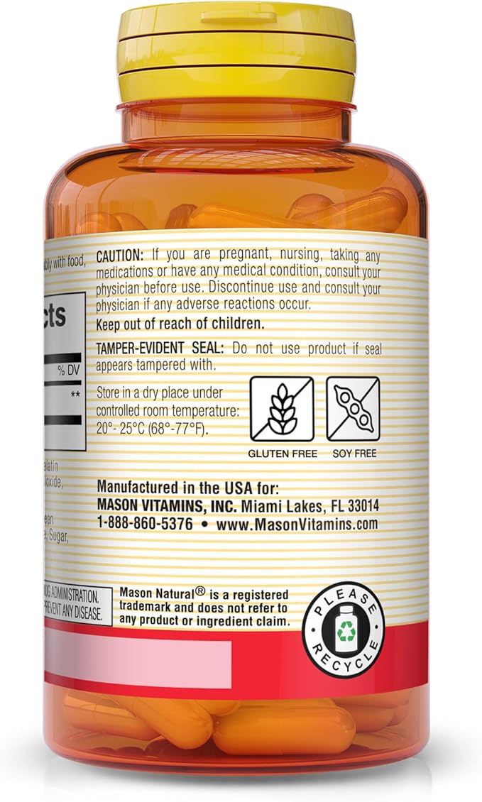 MASON NATURAL Alpha Lipoic Acid 200 mg, Supports Energy Production, Dietary Supplement, 60 Capsules