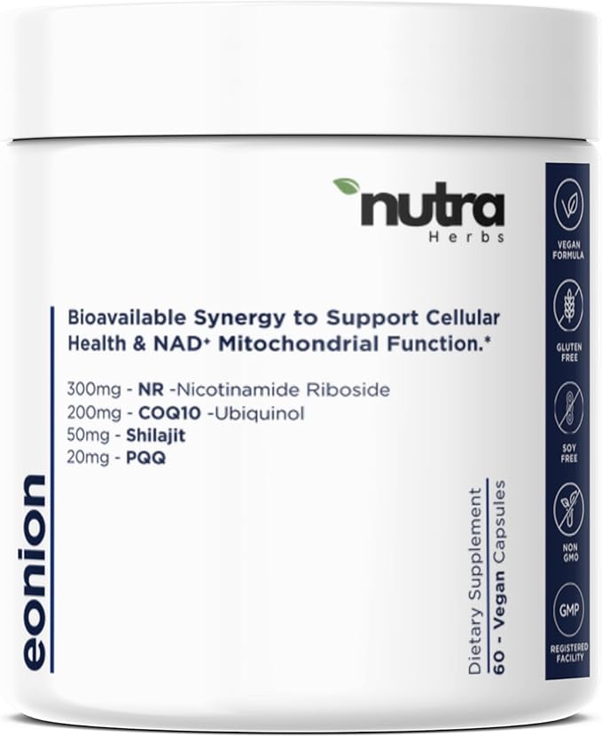 Advanced NAD+ Complex with 300mg NR + 200 mg Ubiquinol CoQ10 & 10 mg PQQ | Mitochondrial Support for Cellular Energy, Mental Clarity & Focus | Enhanced Bioavailability | 60 Capsules