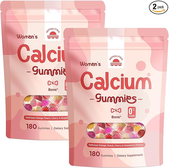 Calcium Gummies for Women – 1500mg Calcium Citrate with Vitamin D3, K2, Magnesium, Zinc, Boron & Soy Isoflavones – Calcium Supplement, Vegan, Zero Sugar, Mixed Fruit Flavors, 360 Count