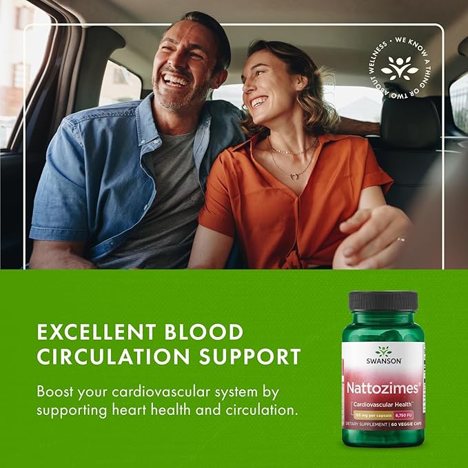 Swanson Triple-Strength Nattozimes 195 Milligrams/6750 Fu 60 Veg Capsules Enzyme (2 Pack)