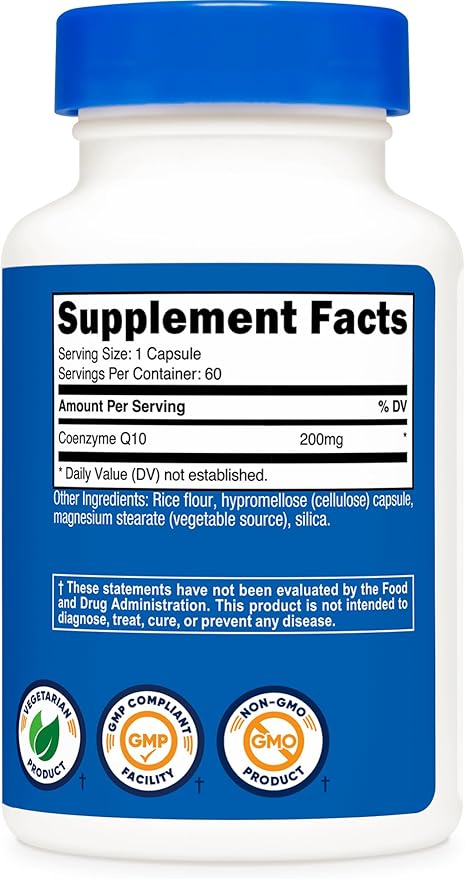Nutricost CoQ10 200mg, 60 Vegetarian Capsules, 60 Servings - High Absorption, Vegetarian, Non-GMO, Coenzyme Q10 (Pack of 2)