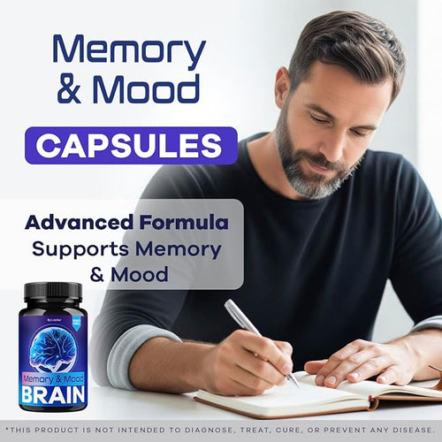 (5 Pack) Memory Mood and Brain Capsules - Official Daily Support Brain Health Supplement Pills Advanced Formula, Memory & Mood Brain & Memory Focus Reviews, 300 Capsules for 5 Months