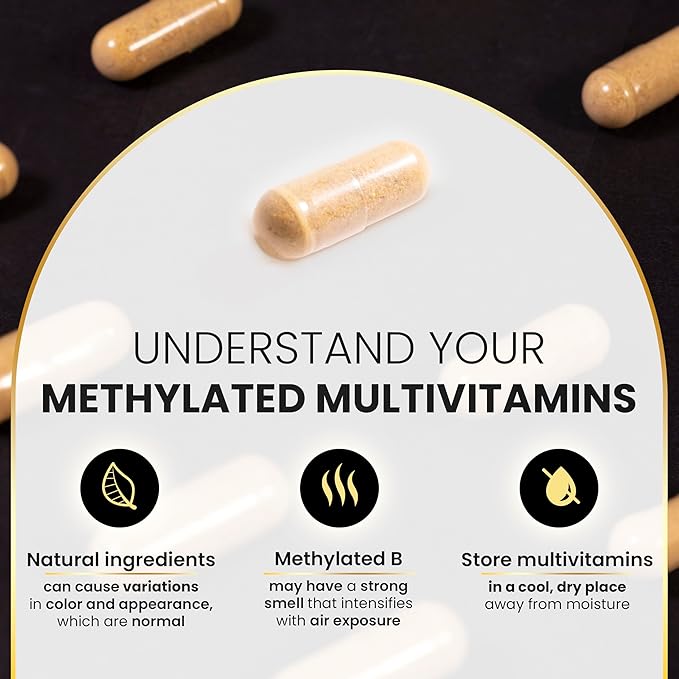 Eliixr Methylated Multivitamin 27-in-1 Formula with 1500 mcg Active Folate, Methylated B12, K2, D3, B-Complex and more Women and Mens Multivitamins, 60 Vegan Capsules, 2 month supply Made in the USA