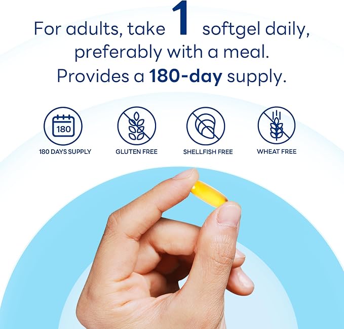 Vitamin World Triple Strength Omega 3 Fish Oil 1360 mg Supplement, 950 mg Active Omega-3 Fatty Acids with EPA & DHA, Supports Heart, Brain & Joint Health, Gluten Free, 180 Softgels, 6 Months Supply