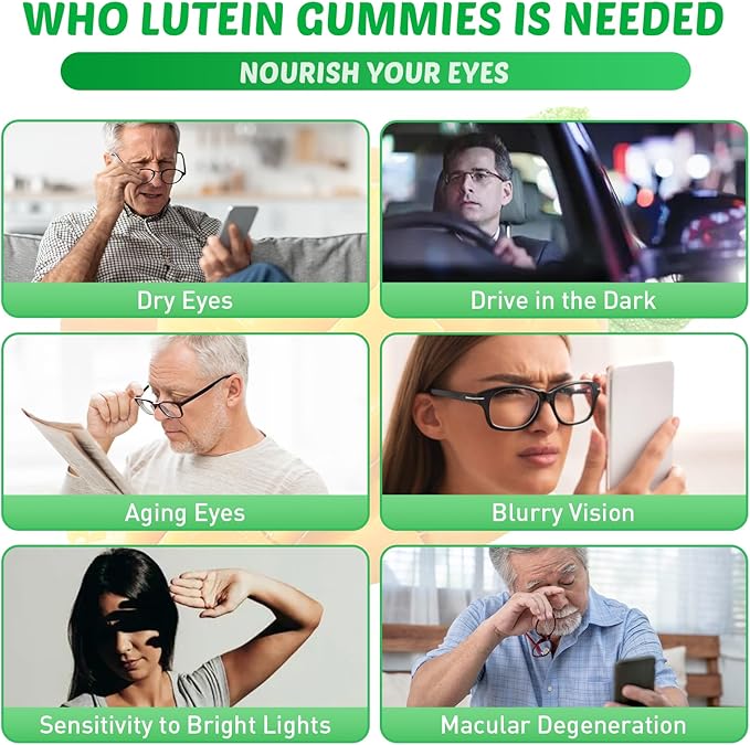 Lutein and Zeaxanthin Supplements Gummies with Astaxanthin & Bilberry Extract - Eye Vitamins with Omega-3, Vitamins A, C, E, D3 & Zinc for Vision Health - Sugar Free, Mango Flavor, 60 Count