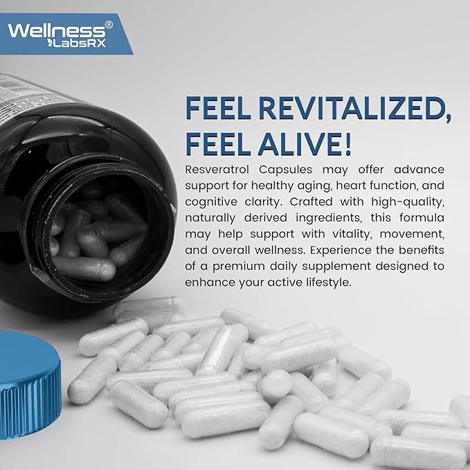 WELLNESS LABSRX Resveratrol 1000mg Capsules - 240 Count - Japanese Knotweed Extract Resveratrol - Pack of 2