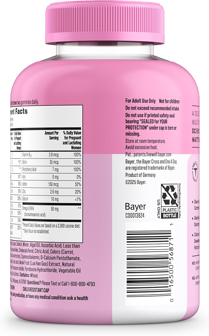 A Day Prenatal Vitamins for Women Gummies- Pregnancy Vitamins for Women with Folic Acid,DHA,Iodine,Prenatal Gummies,Iron-Free,120 Ct (Packaging May Vary),(Pack of 2)