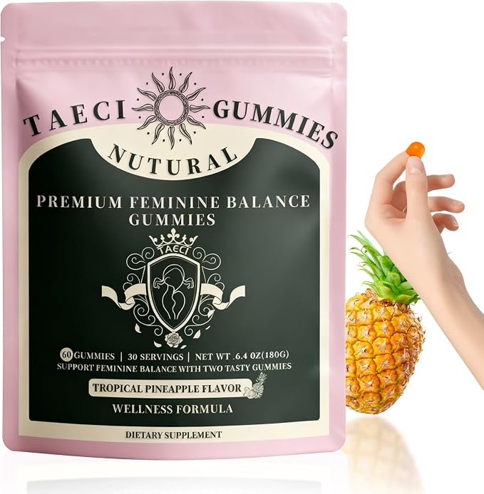 Pineapple Feminine Balance Gummies for Women – Probiotics for pH & Vaginal Health, Supports Odor & Flora Balance with Vitamin C – Vegan, Gluten-Free – 60 Gummies (30-Day Supply)