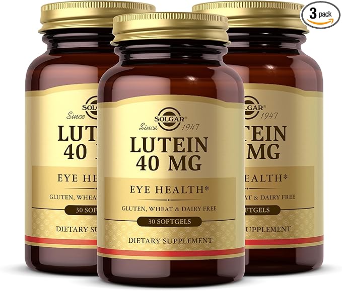 Solgar Lutein 40 mg, 30 Softgels (Pack of 3) - Supports Eye Health - Helps Filter Out Blue Light - Contains FloraGLO Lutein - Gluten Free, Dairy Free - 90 Total Servings