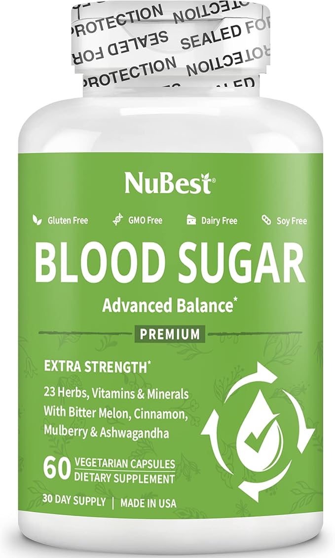 Blood Sugar - Advanced Formula with Bitter Melon, Ashwagandha, Cinnamon, Chromium, Magnesium, Vitamins, Alpha Lipoic Acid, Cayenne Pepper & More | 60 Capsules | 1 Month Supply