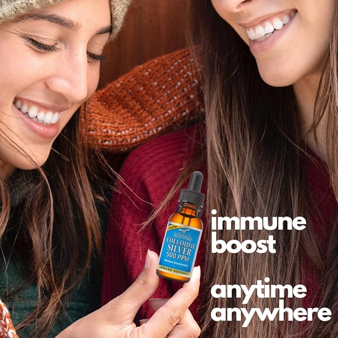 Natural Path Silver Wings Colloidal Silver 500ppm (2,500mcg) Immune Support Supplement 32 fl. oz.