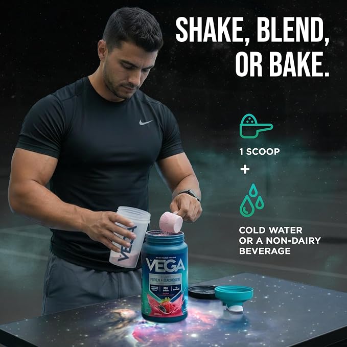 Vega Premium Protein + Supergreens, Berry – 20g Vegan Protein, Dairy & Gluten Free, 27.2 oz (26 Servings)