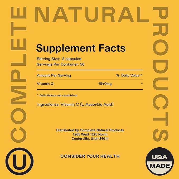 Complete Natural Products Vitamin C Capsules - Pure Vitamin C Liposomal Capsules, Immune Support, Enhanced Absorption, Antioxidant Defense*