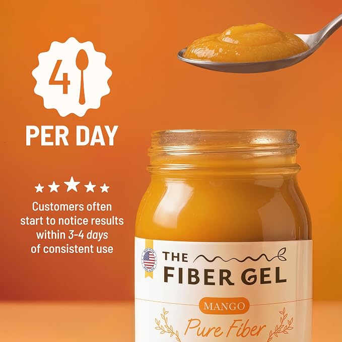 The Fiber Gel High Dietary Fiber Prebiotic Gel Formula — 100% Natural & Clean Label — Plant-Based Psyllium Husk & Inulin Complex — Keto Friendly, Vegan, No Added Sugar — Mango, 32 oz